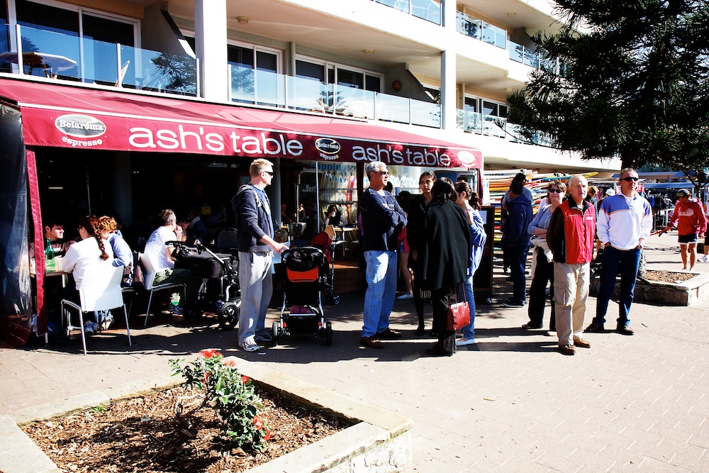 Getting coffee at Manly beach